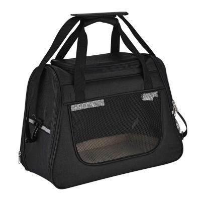 China Sustainable Safety Zipper Folding Portable Approved Soft-sided Dog Cat Travel Carrier Bag For Cat for sale