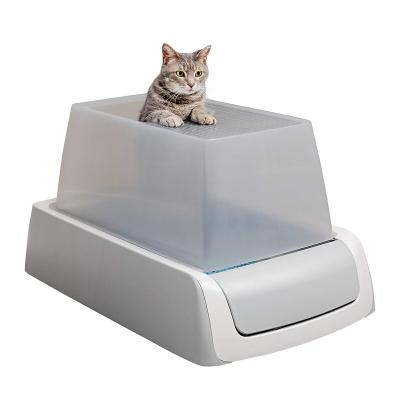 China Cat Toilet Smart Automatic Self Viable Plastic Hooded Cat Litter Box Cleaner for Cat for sale