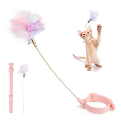 China Amazon Success Puzzle Viable Refill Cat Wand Toy with Collar Cat Feather Interactive Toys for Cat for sale