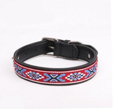 China 2019 viable new designed real metal buckle ribbon leather dog collar for different size dogs for sale