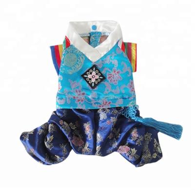 China Viable High Quality Traditional Small Pet Hanbok Dog Apparel Korean Silk Costume for sale