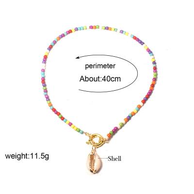 China Colorful Beach Bohemian Jewelry Summer Europe and America Style Pearl Shell Necklace Pendant for Women for sale