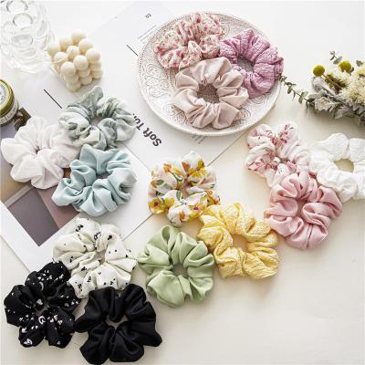 China New Fabric Style Hair Accessories Chiffon Tied Ribbon Headband Bow Floral Scrunchies For Girls Hair Ties for sale