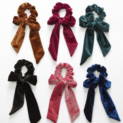 China New Fabric Style Hair Accessories Chiffon Tied Ribbon Headband Bow Floral Scrunchies For Girls Hair Ties for sale