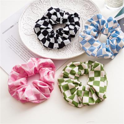 China Wholesale European and American style fashion plaid cotton fabric scrunchies for hair for sale