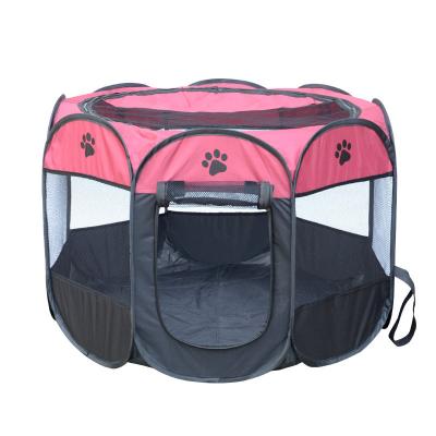 China Outdoor Octagon Travel Pet Kennel Foldable Tent Large Oxford Size Pet Cage Crate House For Dog Cat Cages for sale