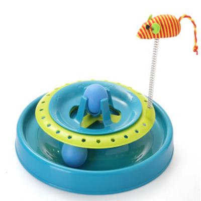 China Hot Selling Cat Toy Ball Circle Cat Teaser Pet Cat Toy With Spring Mouse Interactive Viable Toy for sale