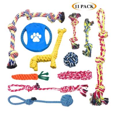 China Cat Pet Dog Chew Toy Custom Viable 10 Packs Set Ball Cotton Rubber Rope Dog Squeaky Toy for sale