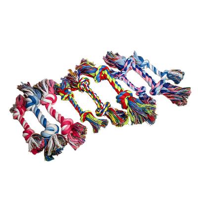 China Bite Dog Toy Colorful Cotton Double Knot Rope Durable Durable Dog Toy for sale