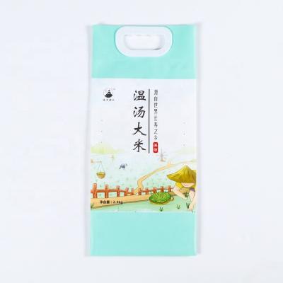 China 5KG Recyclable Transparent Plastic Package Bag For Rice Packet Packaging With Handle for sale