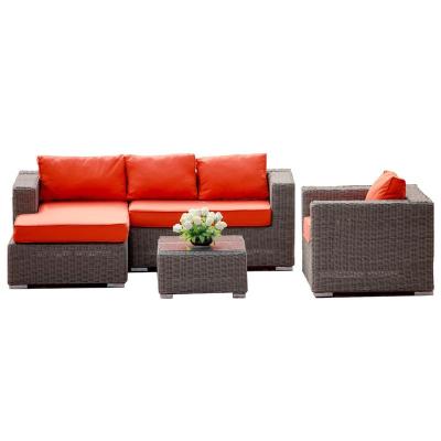 China Braid On Edge Outdoor Round Half Rattan Balcony Corner Sofa Sets for sale