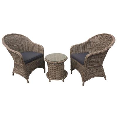 China Garden Set Hand Weaving Outdoor 2 Seats PE Rattan Coffee / Tea Table Patio Furniture Garden Dining Set for sale