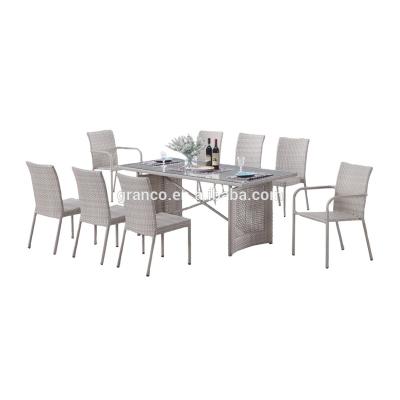 China Garden Set Hotel Aluminum Dining Furniture Garden Set 8 Seat Pool Dining Table Set Outdoor Patio Balcony Table And Chair for sale