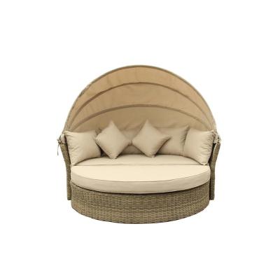 China Outdoor Sun Sofa Rattan Round Sun Sofa Furniture Canopy Daybed Swing for sale