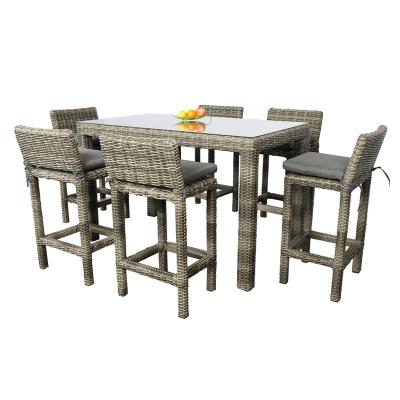 China UV-Resistant Modern Bar Furniture Patio Wicker Outdoor Bar Sets Table With Chairs for sale