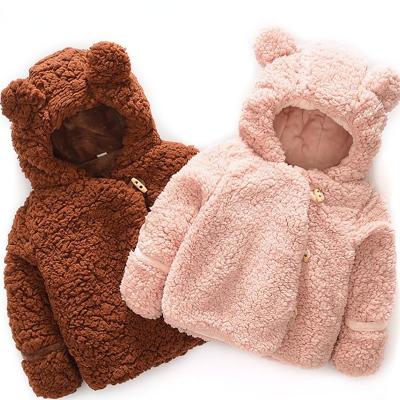 China Soft Toddler Girls Clothes Princess Girls Coat Autumn Winter Warm Hooded Outerwear Plush Rabbit Ears Cute Baby Christmas Jacket for sale