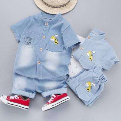 China Cowboy Children's Clothing Summer Cartoon Giraffe T-shirt + Cowboy New SHORTS 2 Children's Leisure Suit Sportswear for sale