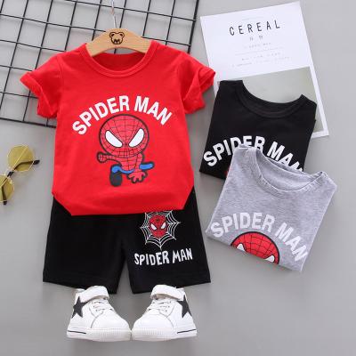 China 100% Cotton Toddler Boy Clothes New Summer Children Cartoon Fashion Boys Short Sleeve T-shirts Set + Shorts Two Piece Set for sale