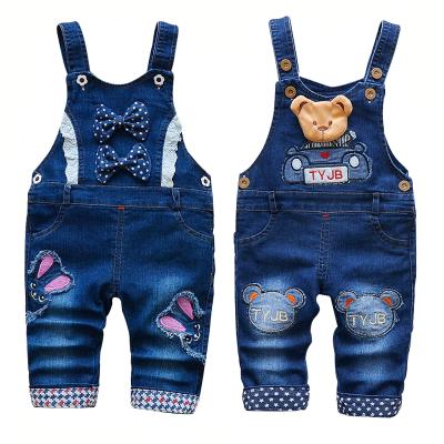 China 2022 New Baby Overalls Pants Spring Toddler Suspender Pants Cute Solid Overalls Baby Boy Girls Overalls Pants For Kids Denim Fabric for sale