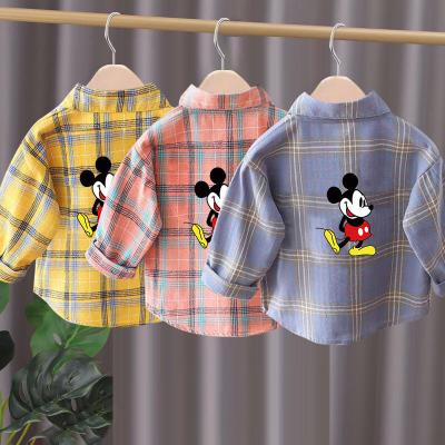 China Free time 2021 autumn new new girl's long sleeve fashion cartoon girl's shirt tops toddler plaid clothes boys girls shirts children's shirts for sale