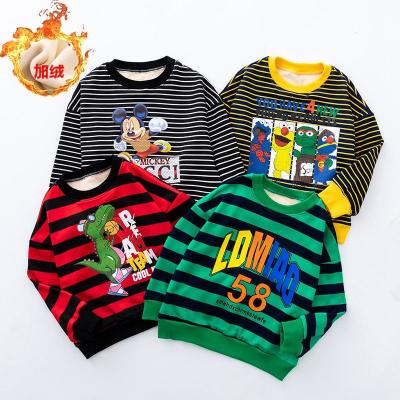 China New autumn and winter children's sweater boys' plush cartoon long sleeve children's wear stripe top fashion style foreign sweater for sale