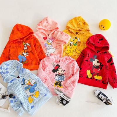 China 2021 Winter New Cartoon Boy's Leisure Children's Wear Hoodie Plus Cute 100% Velvet Shirt Cotton Girl T-shirt Tops for sale