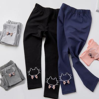 China Cat Embroidery Trousers Girl Kids Cute Girls Pants Trousers Girls Cartoon Pattern Print Children Leggings Skinny Pants for sale