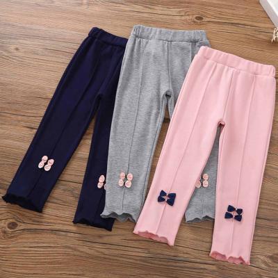 China 100% Cotton Girls Pants Bow Spring Casual Pants and Autumn New Cotton Tight Pants Girls Use Pants Baby Trousers for sale