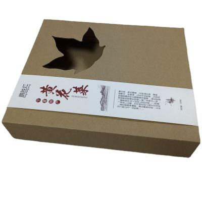 China Eco-Friendly Recyclable Hot Selling Brown Kraft Paper Boxes Open Window Folding Kraft Flat Packing Gift Boxes Luxury Gift Box for sale