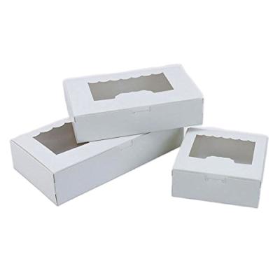 China Recycled Materials Kraft Paper White Box For Macaron Box Cake Wrapping Paper With Window Cardboard Boxes For Bottle for sale