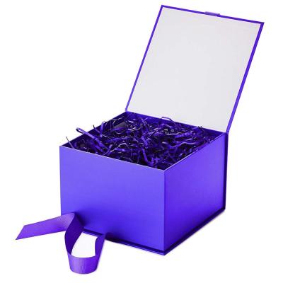 China Recycled Materials Purple Glossy Printed Paper Bags Customized Wedding Box For Birthdays And More for sale