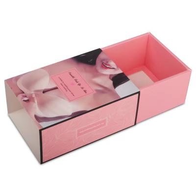 China Recycled Materials Wholesale Pink Colorful Design Paper Women's Underwear Product Drawer Box for sale