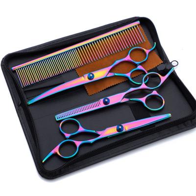 China Stocked High Quality Dog Grooming Kit Safety Stainless Steel Cat Dog Grooming Scissors Set Best Pet Grooming Hair Kit For Pet for sale