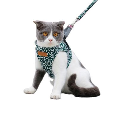 China Modern Special Floral Leash Cat Harness Adjustable Pet Style Vest Leash Janpanese Style Arms Pet Cat Produc for sale