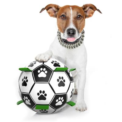 China Stocked Outdoor Interactive Toy Dog Ball Soccor Pet Amazon Sale Hot Toy Dog Football Training Ball Rubber Material For Dog Pet for sale