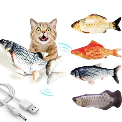 China USB Fashionable Attractive Chargeable Soft Simulation Electric Fish Plush Cat Fish Toy Jumping Fish Toys Interactive Cat Toy for sale