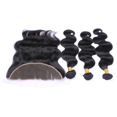 China China Supplier Henan Xuchang Peruvian Grade 10a Mink Hair Extension Bundles Body Wave With Silk Flim Lace Frontal Closure for sale