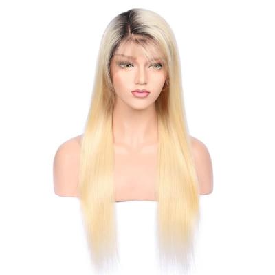 China Factory Price 1B 613# Transparent Swiss Wave Lace Wigs Cheap Blonde Unprocessed Human Hair Color Ombre Silky Straight HD Full Virgin Human Hair for sale