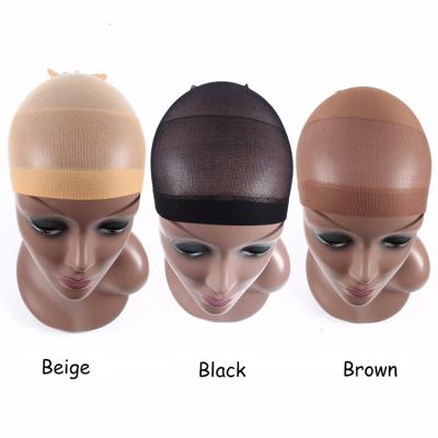 China 2pcs/pack Hair Salon Hair Net Stretchy Nylon Brown Beige Black Wig Cap For Wig for sale