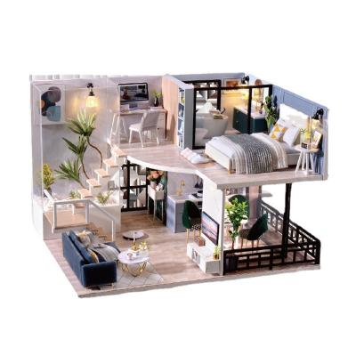 China 1:32 Eco-friendly Doll House Furniture Kit Music Led Toys For Kids Birthday Gift Miniature Toys for sale