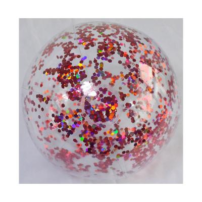 China Water Sports Ball PVC Squeezable Inflatable Glitter Beach Ball Children's Toy Transparent Instant Beach Ball for sale