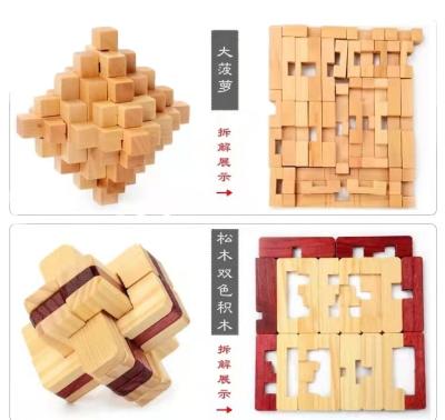 China Eductional preschool toys children puzzle wooden toy Luban to open the ring series of adult puzzle wooden toys for sale