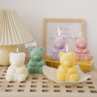 China Sustainable INS Style Christmas Bear Sitting Plaster Ornament Korean Simple Silicone Candle Mold for sale