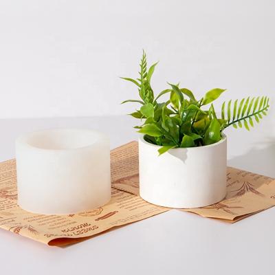 China Simple Circular Geometric Silicone Gypsum Silicone Concrete Planter Concrete Flower Pot Molds For Concrete Planters for sale