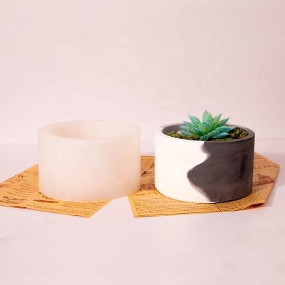 China Large Round Geometric Simple Sustainable Gypsum Silicone Cement Concrete Planter Flower Pot Molds For Concrete Planters for sale