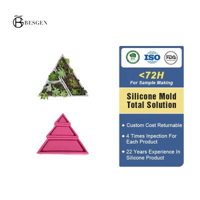 China BESGEN Sustainable Innovative Trapezoidal Triangle Potted Succulent Combination Set Concrete Cement Flower Pot Silicone Mold for sale