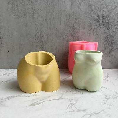 China BESGEN Human Body Half Body Woman Donkey Viable Creative Silicone Flower Pot Concrete Planter Flower Pot Molds For Concrete Planters for sale