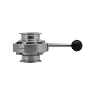 China Ss304 Stainless Steel General Sanitary Tri Flange Butterfly Valve For Food Milk With Square Handle for sale