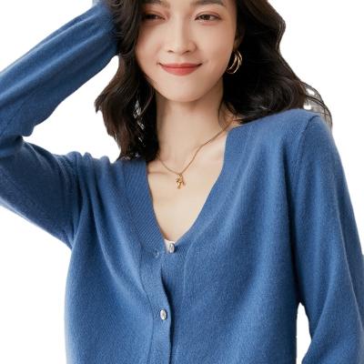 China Trendy V-neck Plain WOOL WOOL Cardigan Sweater Women Shrinkproof Slim Fit And Comfortable for sale