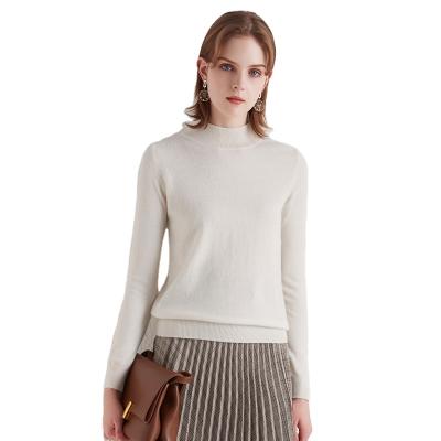 China Anti-wrinkle shrink resistant semi turtleneck and crew neck colored 100% wool sweater for ladies for sale